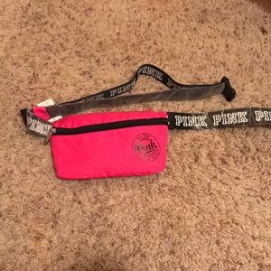 Brand new pink fanny pack and coozie